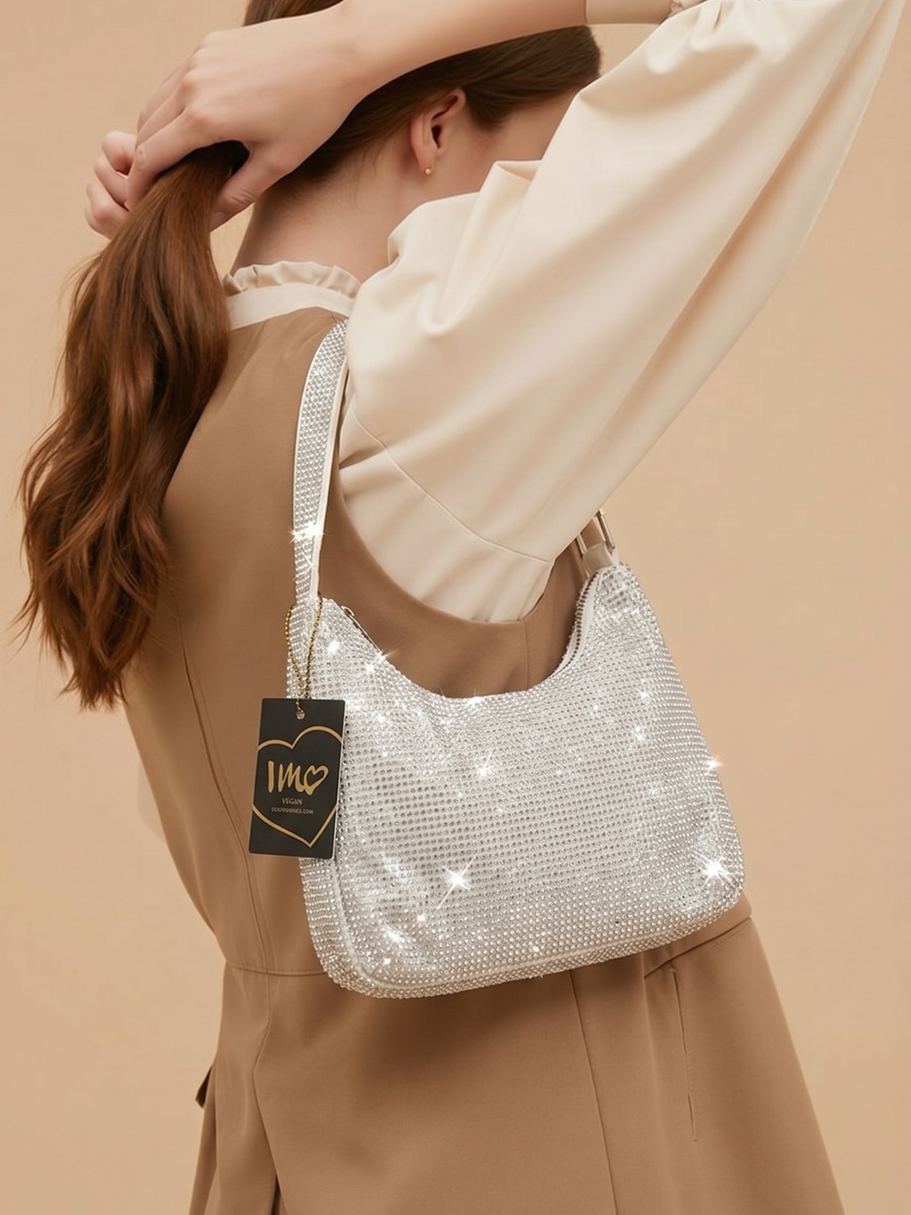 Imoshion White Crystal Mesh Shoulder Bag